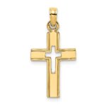 14K Polished and Cut-Out Cross Charm