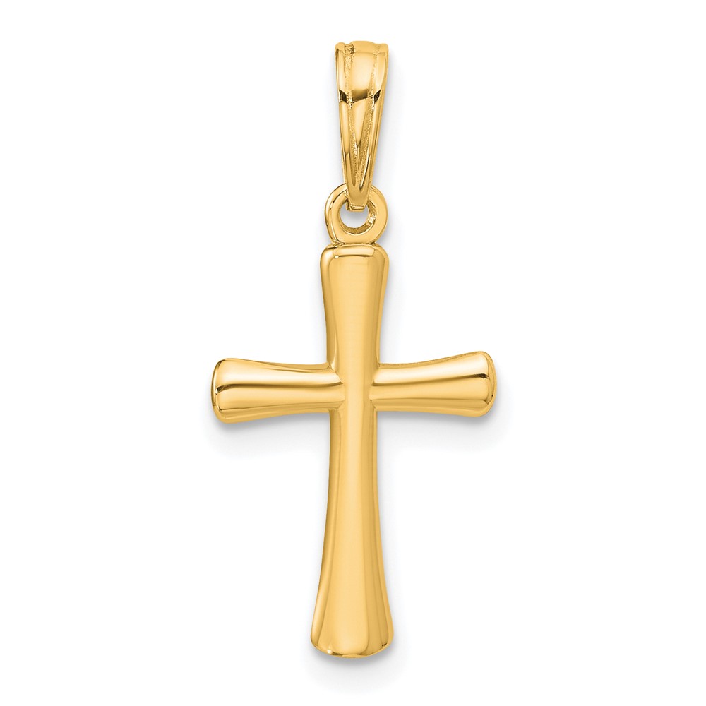 K8524-1.jpg 14K Polished Beveled Cross with Round Tips Charm - Image 1