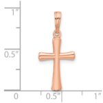10K Rose Gold Polished Beveled Cross w/ Round Tips Charm - Image 4