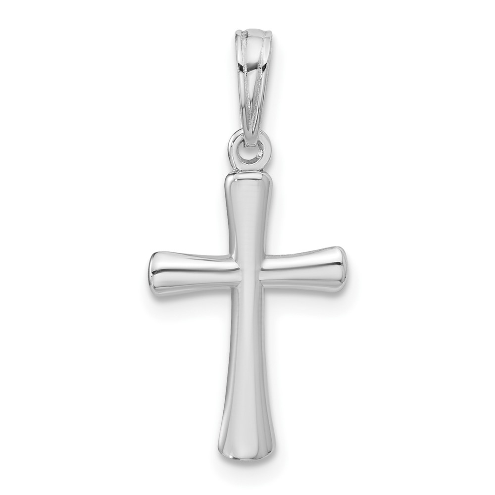 K8524W-1.jpg 14K White Gold Polished Beveled Cross with Round Tips Charm - Image 1
