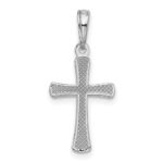 14K White Gold Polished Beveled Cross with Round Tips Charm - Image 3