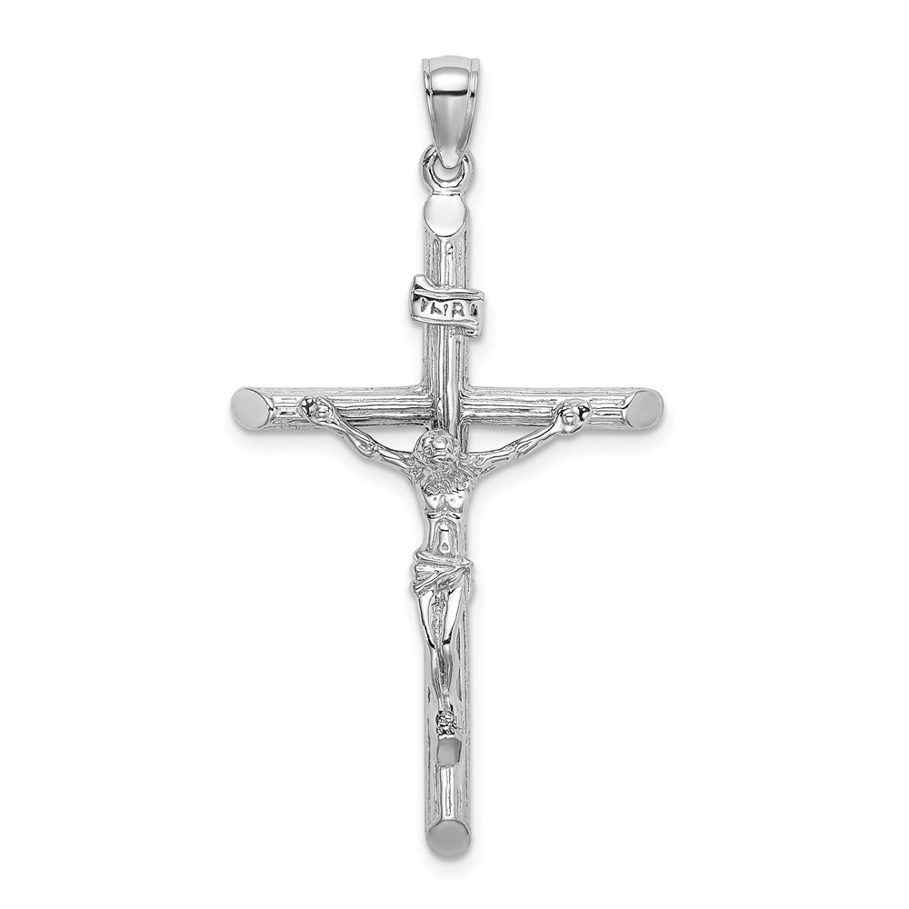K8532W.jpg 14K White Gold Textured Crucifix Charm - Image 1