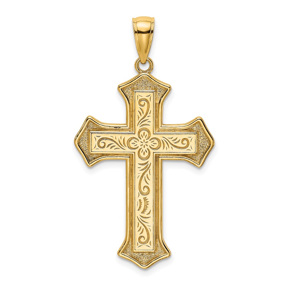 K8535.jpg 14K 2-D Filigree Center Block Cross Charm - Image 1