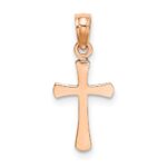 14K Rose Gold Polished Beveled Cross with Round Tips Charm - Image 3