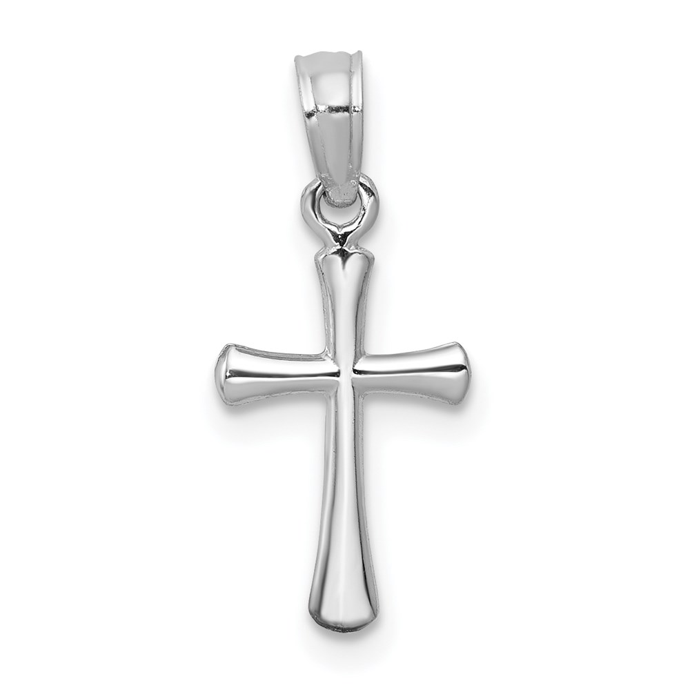 K8539W.jpg 14K White Gold Polished Beveled Cross with Round Tips Charm - Image 1