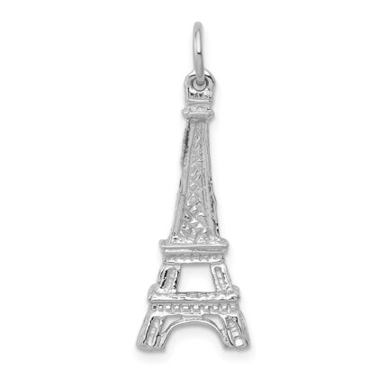 14k White Gold Solid Polished Eiffel Tower Charm