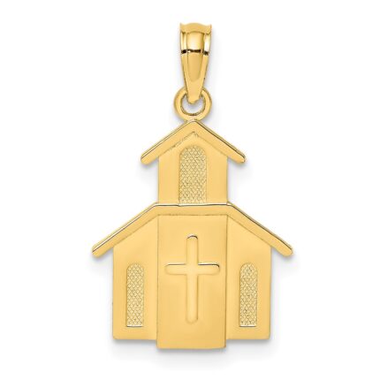 14K Church with Cross On Door Charm