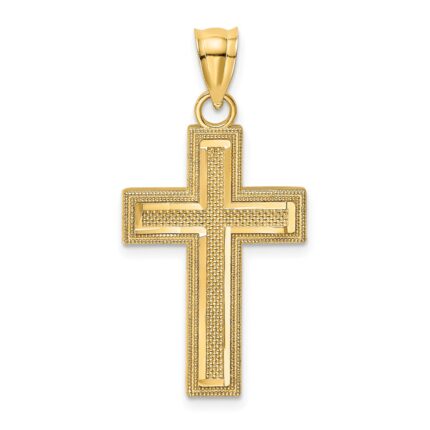 14K Block Cross Charm