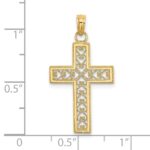 14K Filigree Beaded Outline Cross Charm - Image 3
