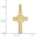14K Diamond-cut Etched Cross Charm - Image 3