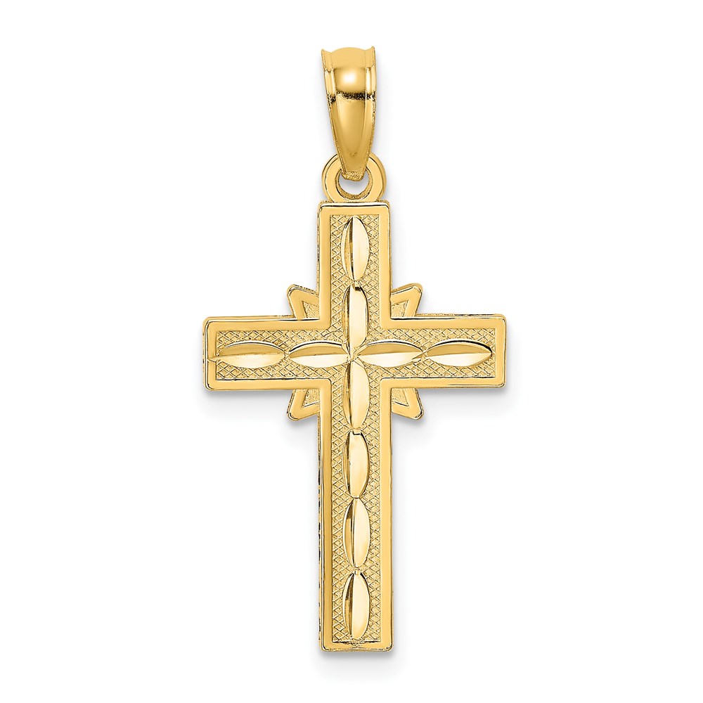 K8574.jpg 14K Diamond-cut Etched Cross Charm - Image 1