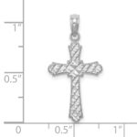 14K White Gold Diamond-cut Striped Cross Charm - Image 3