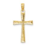 14K Diamond-cut and Textured Cross Charm - Image 4