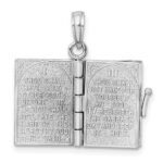 14K White Gold 3-D THE TEN COMMANDMENTS Book with Moveable Pages Pendant - Image 6