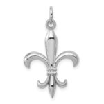 14k White Gold Hollow Fleur De Lis Charm