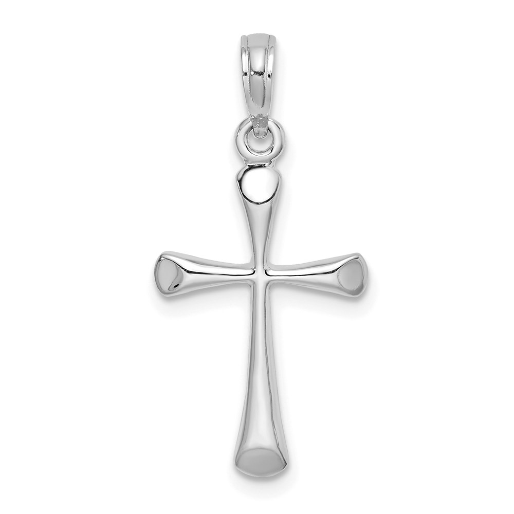 K8600W.jpg 14K White Gold Polished Beveled Tip Cross Charm - Image 1