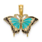 14K Small Enameled Blue Butterfly Charm