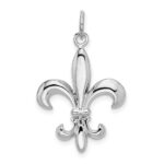 14k White Gold Solid Polished 3-D Fleur de Lis Charm - Image 3