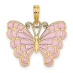 14K Lavender Enameled Butterfly Pendant