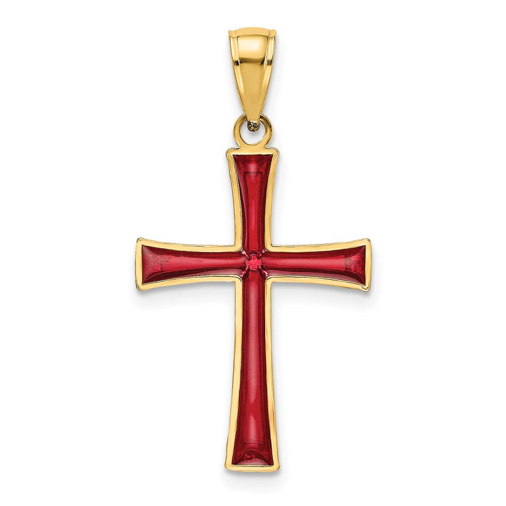 K8623.jpg 14K Red Enameled Cross Charm - Image 1