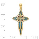 14K Blue and Red Enameled Cross Charm - Image 3