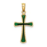 14K Green Enameled Tapered Cross Charm - Image 4