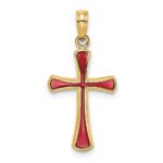 14K Pink Enameled Tapered Cross Charm
