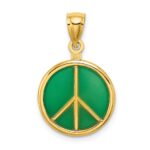 14K 3-D Green Enameled Peace Symbol Charm