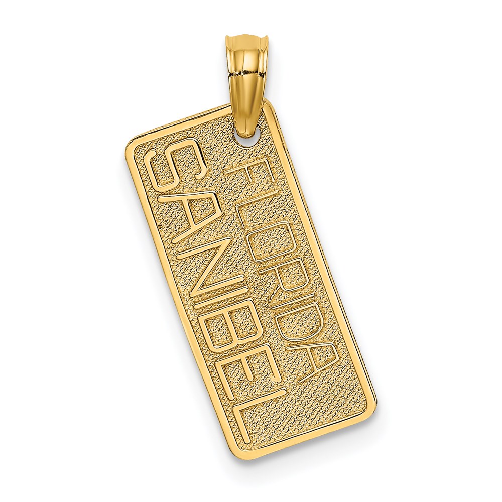 K8672.jpg 14K Textured Small FLORIDA SANIBEL License Plate Pendant - Image 1