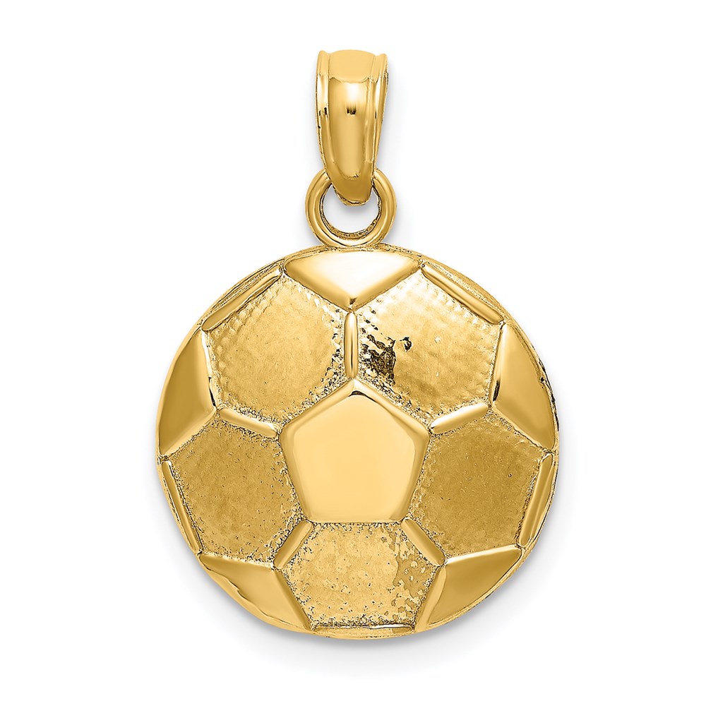 K8725.jpg 14K 2-D Domed Flat Back Engravable Soccer Ball Charm - Image 1