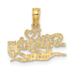 14K Polished  I HEART SWIMMING Charm - Image 4