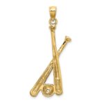 14K 2-D Baseball Bats and Ball Charm - Image 4