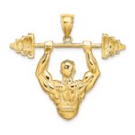 14K Bodybuilder Waist Up with Barbell Pendant - Image 4