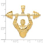 14K Bodybuilder Waist Up with Barbell Pendant - Image 3