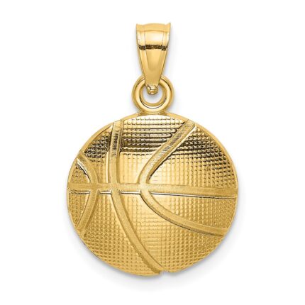 14K 2-D Textured Basketball Charm
