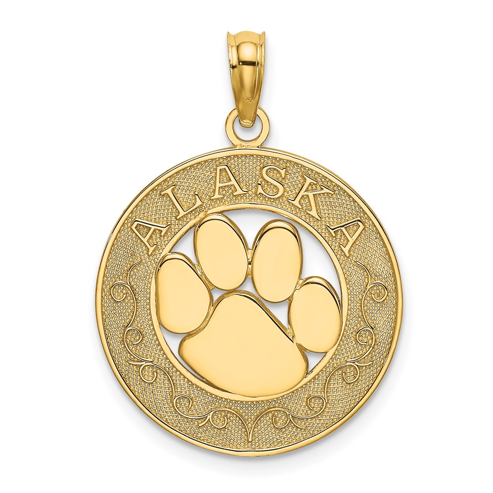 K8787.jpg 14K ALASKA with Bear Paw Charm - Image 1