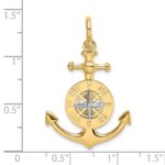 14K Two-tone 3-D Anchor with Compass and Rhodium Needle Charm - Image 3