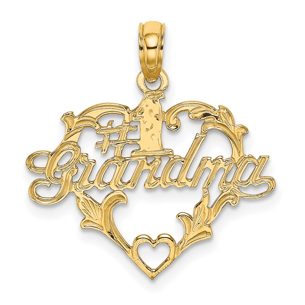 K8790.jpg 14K #1 Script GRANDMA In Heart Charm - Image 1
