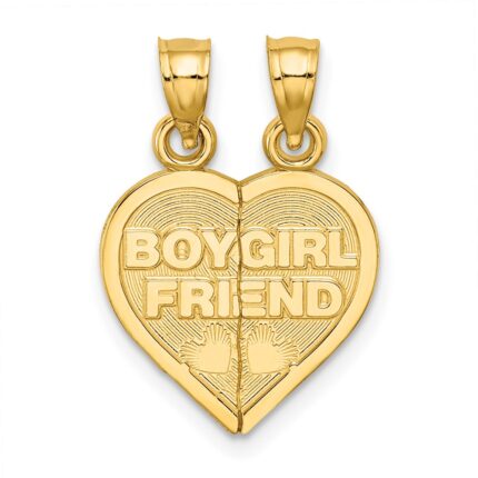 14K BOY/GIRL FRIEND 2-Piece Break-apart Heart Charm
