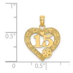 14K QUINCE ANOS 15 in Heart Charm - Image 4