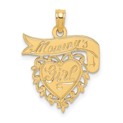 14K MOMMY'S GIRL In Heart with Banner Charm