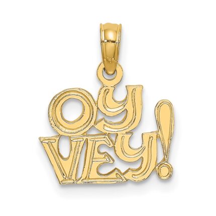 14K Polished and Textured OY VEY Charm