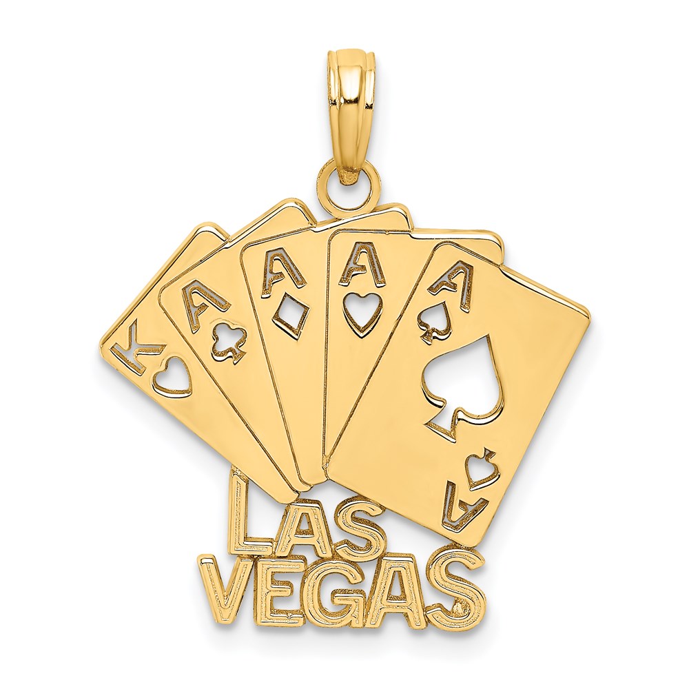 K8912.jpg 14K LAS VEGAS with Playing Cards Charm - Image 1