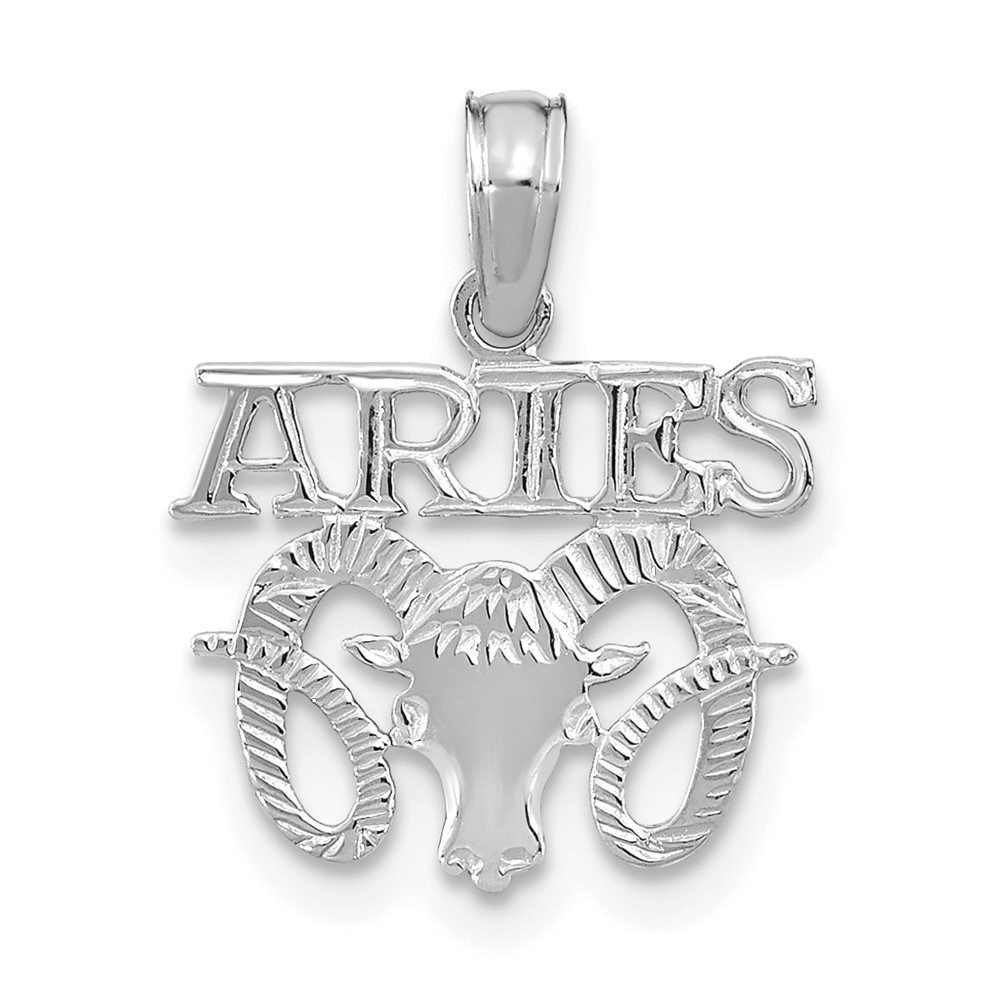 K8946W.jpg 14k White Gold ARIES Zodiac Charm - Image 1