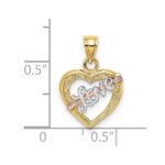 14k Yellow and Rose Gold with White Rhodium LOVE Heart with Arrow Charm - Image 3