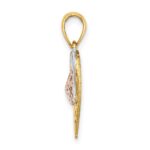 14K Two-tone with White Rhodium Dolphin and Starfish In Heart Charm - Image 2