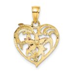14K Two-tone with White Rhodium Dolphin and Starfish In Heart Charm - Image 4