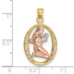 14k Two-tone with White Rhodium Mother and Baby In Oval Frame Charm - Image 3