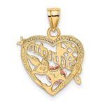 14k Two-tone with White Rhodium #1 GRANDMA In Heart Charm - Image 4