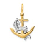 14K Two-Tone 3-D Anchor and Mermaid Charm - Image 4
